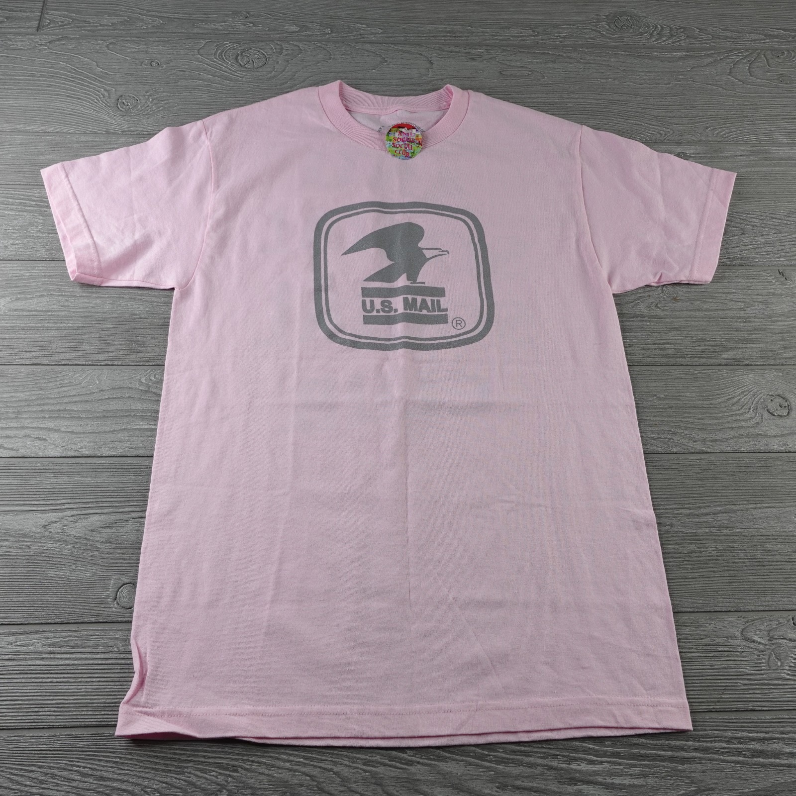 New Anti Social Social Club U.S Mail T-Shirt Size Medium Pink 3m Reflective Tee